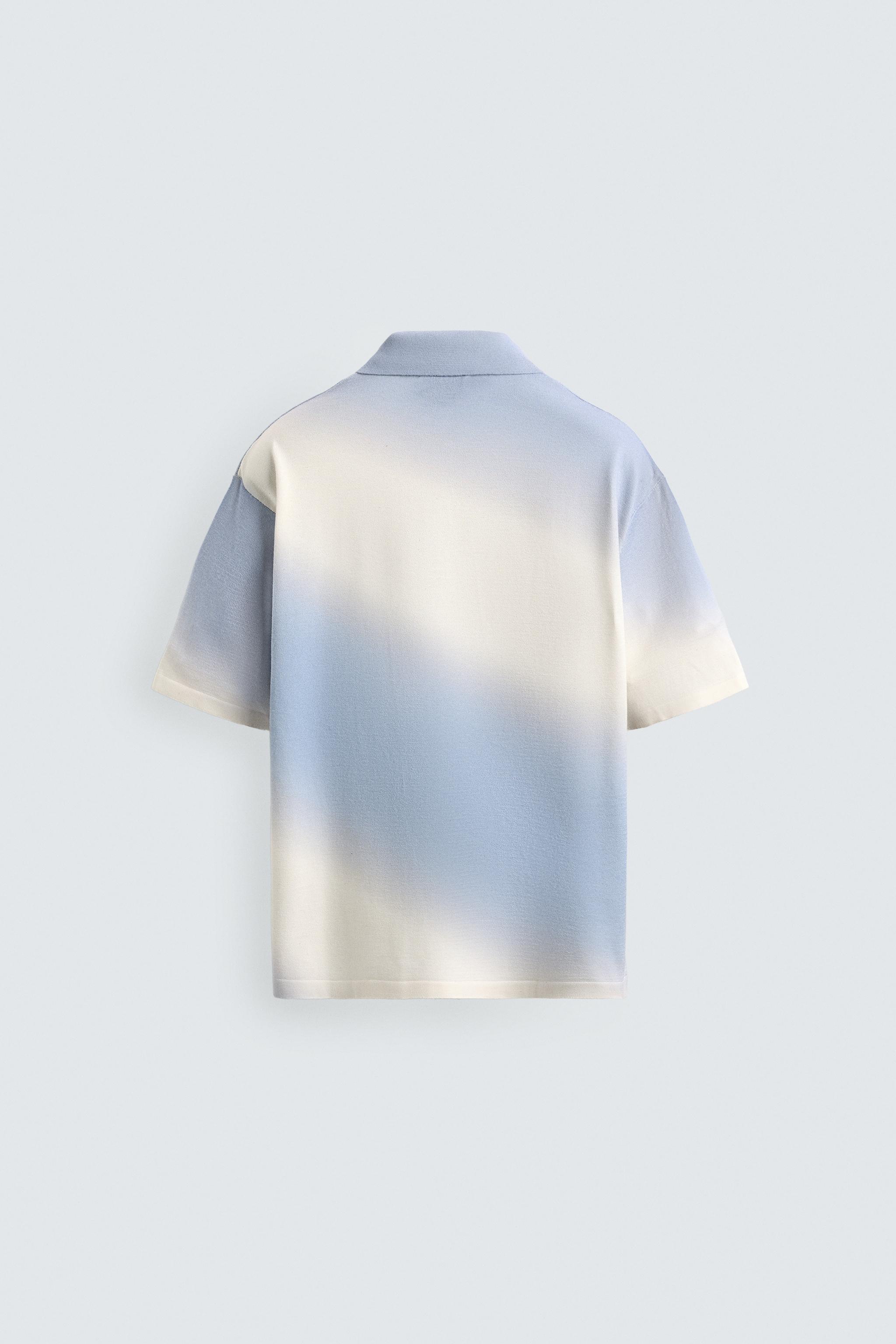 SPRAY EFFECT PRINT KNIT POLO SHIRT
